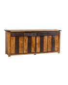 Buffet 4 Portes 4 Tiroirs Acacia Moon Marron - 200x45x85 cm