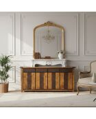 Buffet 4 Portes 4 Tiroirs Acacia Moon Marron - 200x45x85 cm