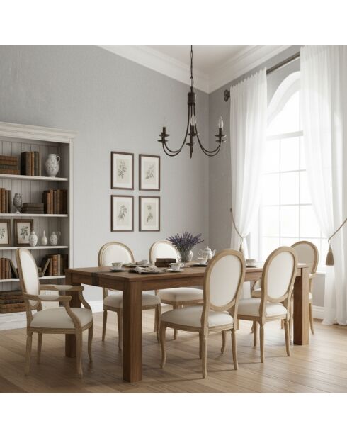 Table à manger rectangulaire 180 cm Acacia Tatoo Marron - 180x90x77 cm