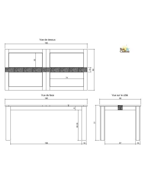 Table à manger rectangulaire 180 cm Acacia Tatoo Marron - 180x90x77 cm