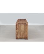 Meuble TV bois sculpté bicolore 160 2P 1T Acacia Maya Naturel - 160x40x55 cm