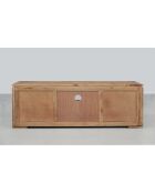 Meuble TV bois sculpté bicolore 160 2P 1T Acacia Maya Naturel - 160x40x55 cm