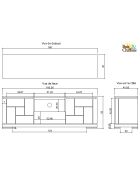 Meuble TV bois sculpté bicolore 160 2P 1T Acacia Maya Naturel - 160x40x55 cm