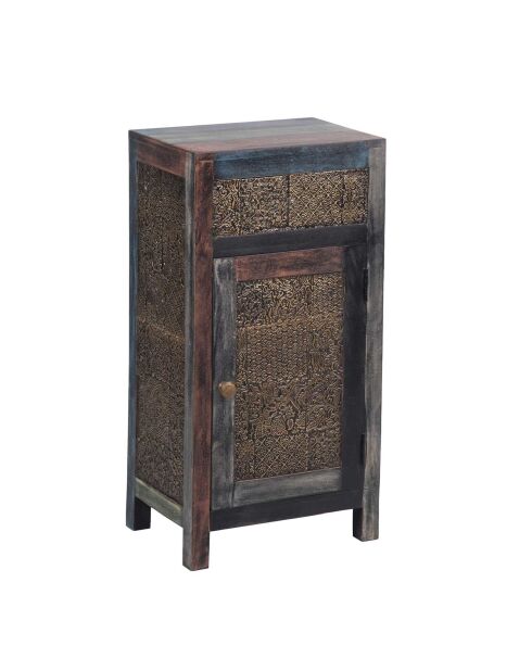 Meuble d'appoint sculpté Manguier Pushkar Naturel - 42x30x82 cm