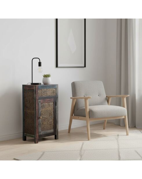 Meuble d'appoint sculpté Manguier Pushkar Naturel - 42x30x82 cm