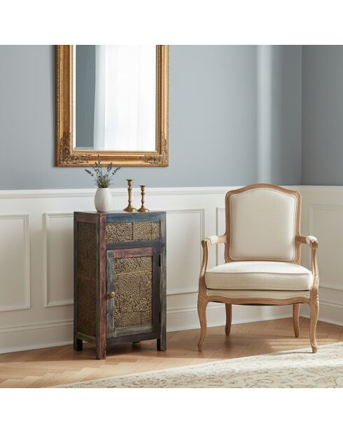 Meuble d'appoint sculpté Manguier Pushkar Naturel - 42x30x82 cm