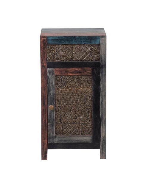 Meuble d'appoint sculpté Manguier Pushkar Naturel - 42x30x82 cm