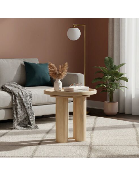 Table d'appoint ronde pour canapé Mango Barloo Beige - 43x41x51 cm
