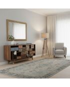 Buffet tiroirs peau de vache bois sculpté Manguier Terranova Naturel - 160x40x75 cm