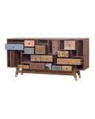 Buffet tiroirs peau de vache bois sculpté Manguier Terranova Naturel - 160x40x75 cm