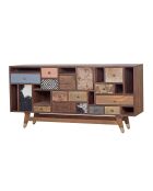 Buffet tiroirs peau de vache bois sculpté Manguier Terranova Naturel - 160x40x75 cm