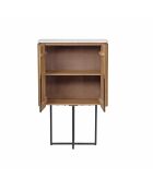 Buffet haut 2 portes plateau marbre blanc Manguier Kfir II Marron - 80x40x126 cm