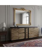 Buffet bois bicolore GM 4P 3T Manguier Herods Marron - 227x46x87 cm