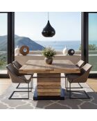 Table à manger carrée - Rallonge centrale Naturel - 130x130x76 cm