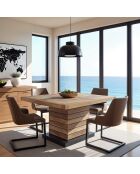 Table à manger carrée - Rallonge centrale Naturel - 130x130x76 cm