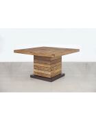 Table à manger carrée - Rallonge centrale Naturel - 130x130x76 cm