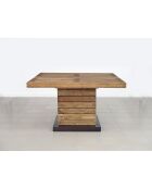 Table à manger carrée - Rallonge centrale Naturel - 130x130x76 cm