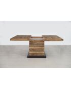 Table à manger carrée - Rallonge centrale Naturel - 130x130x76 cm