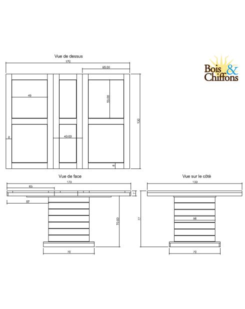 Table à manger carrée - Rallonge centrale Naturel - 130x130x76 cm