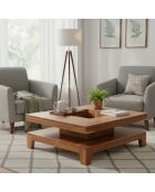 Table basse 110x110 cm Acacia Kavish II Marron - 110x110x40 cm