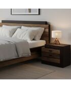 Chevet bois bicolore - débord gauche Naturel - 54x38x42 cm