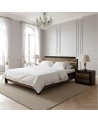 Chevet bois bicolore - débord gauche Naturel - 54x38x42 cm