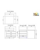 Chevet bois bicolore - débord gauche Naturel - 54x38x42 cm