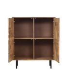 Buffet haut bois sculpté motif géométrique 4P Manguier Maglan Beige - 92x40x110 cm