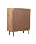 Buffet haut bois sculpté motif géométrique 4P Manguier Maglan Beige - 92x40x110 cm