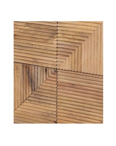 Buffet haut bois sculpté motif géométrique 4P Manguier Maglan Beige - 92x40x110 cm