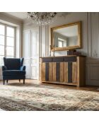 Buffet 3 Portes 3 Tiroirs Acacia Moon Marron - 140x45x85 cm