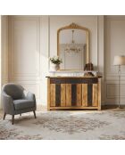 Buffet 3 Portes 3 Tiroirs Acacia Moon Marron - 140x45x85 cm