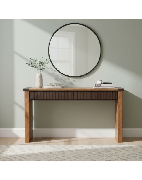 Console bois massif Acacia Moon Marron - 130x35x75 cm