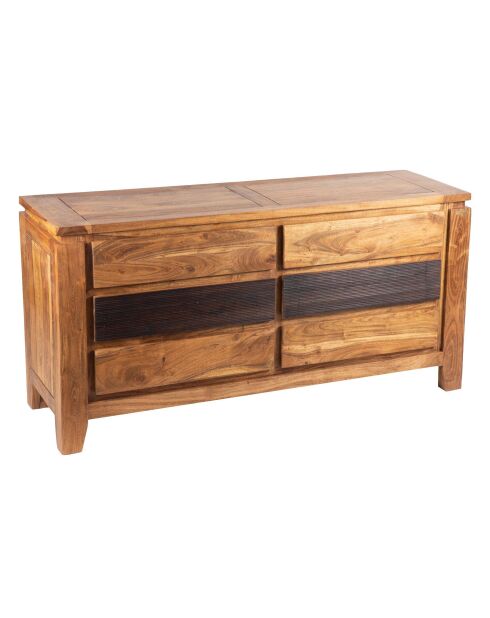 Commode 6 tiroirs Acacia Lisboa Marron - 140x45x70 cm