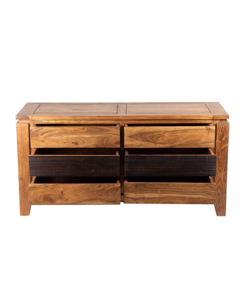 Commode 6 tiroirs Acacia Lisboa Marron - 140x45x70 cm
