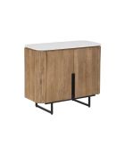 Buffet bas 2 portes plateau marbre blanc Manguier Kfir II Marron - 95x40x80 cm