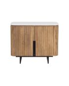 Buffet bas 2 portes plateau marbre blanc Manguier Kfir II Marron - 95x40x80 cm