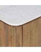 Buffet bas 2 portes plateau marbre blanc Manguier Kfir II Marron - 95x40x80 cm