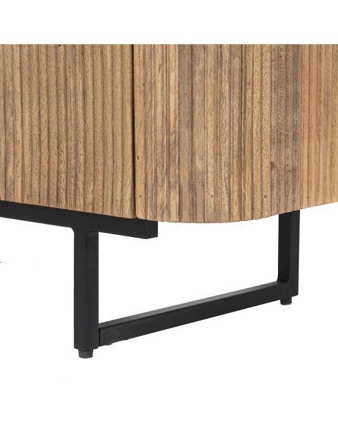 Buffet bas 2 portes plateau marbre blanc Manguier Kfir II Marron - 95x40x80 cm