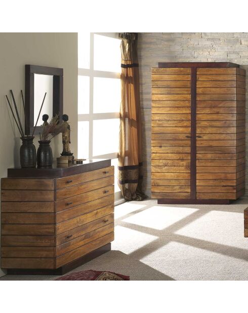 Commode bois massif bicolore 3T Manguier Herods Naturel - 115x46x87 cm