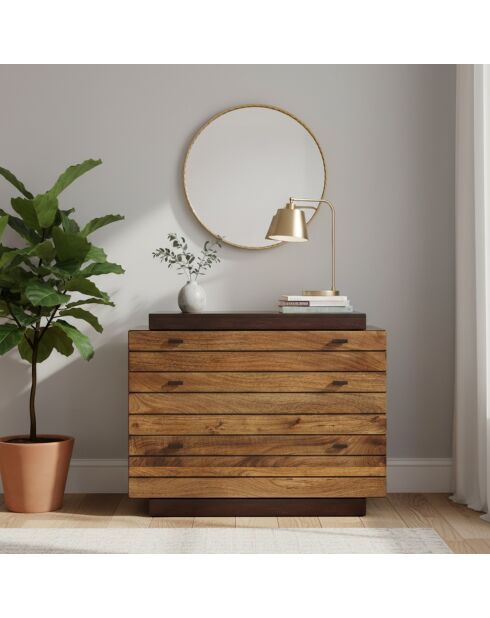 Commode bois massif bicolore 3T Manguier Herods Naturel - 115x46x87 cm