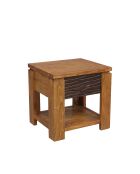 1T Acacia Maya zweifarbiger Nachttisch aus geschnitztem Holz