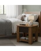 1T Acacia Maya zweifarbiger Nachttisch aus geschnitztem Holz