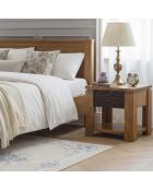 1T Acacia Maya zweifarbiger Nachttisch aus geschnitztem Holz