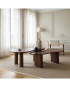 Set de 2 tables basses ovales Acacia Arad Marron - 110x60x40 cm et 110x60x35 cm