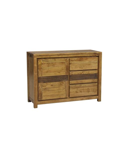 Kommode 1 Tür 3 Schubladen Acacia Tatoo Brown - 117,20x45x85 cm