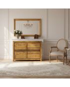 Kommode 1 Tür 3 Schubladen Acacia Tatoo Brown - 117,20x45x85 cm