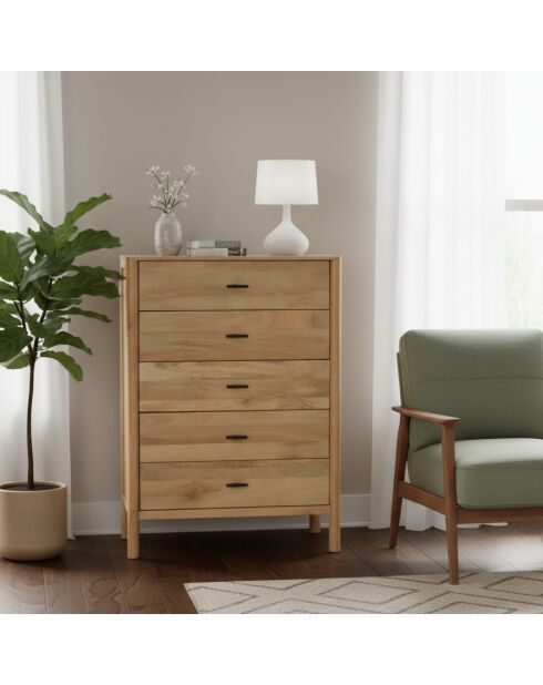 Commode 5T Mango Matan Beige - 91x51x127 cm