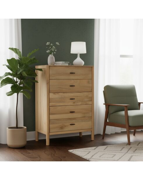 Commode 5T Mango Matan Beige - 91x51x127 cm