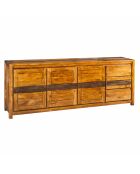 Buffet 3 Portes 3 Tiroirs Grand Modèle Acacia Tatoo Marron - 222x45x85 cm
